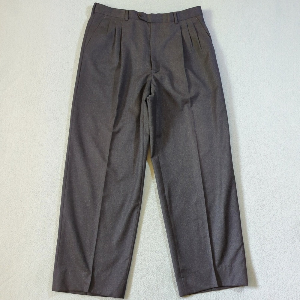Vito Rufolo Mens Dress Pants 35x29 Brown Comero Merino Wool Pleated Italy